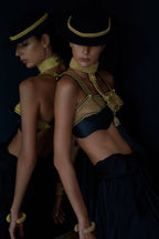 Khutulun Beaded Modular Top with Leather Balconette Bra –  4 Color Variants