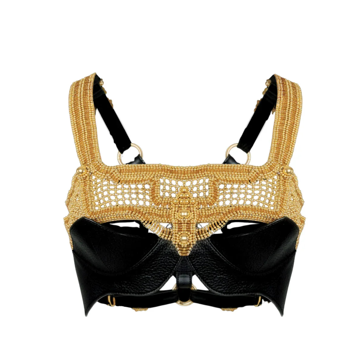 Khutulun Beaded Modular Top with Leather Balconette Bra –  4 Color Variants