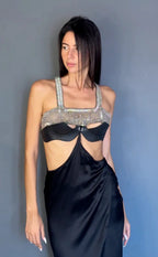 Khutulun Beaded Modular Top with Leather Balconette Bra –  4 Color Variants