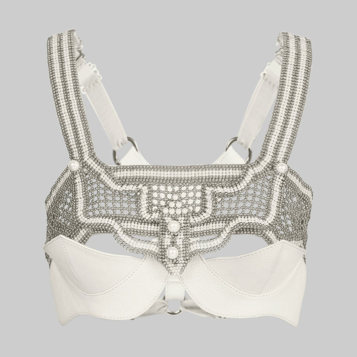 Khutulun Beaded Modular Top with Leather Balconette Bra –  4 Color Variants