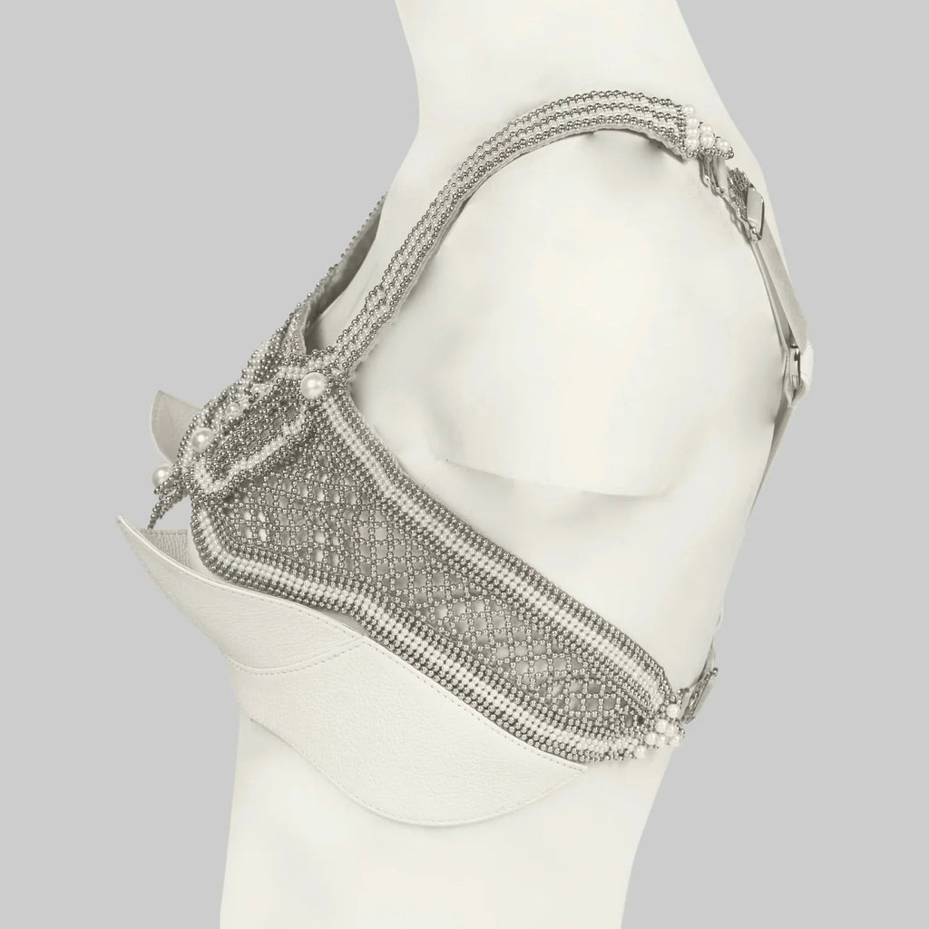Khutulun Beaded Modular Top with Leather Balconette Bra –  4 Color Variants