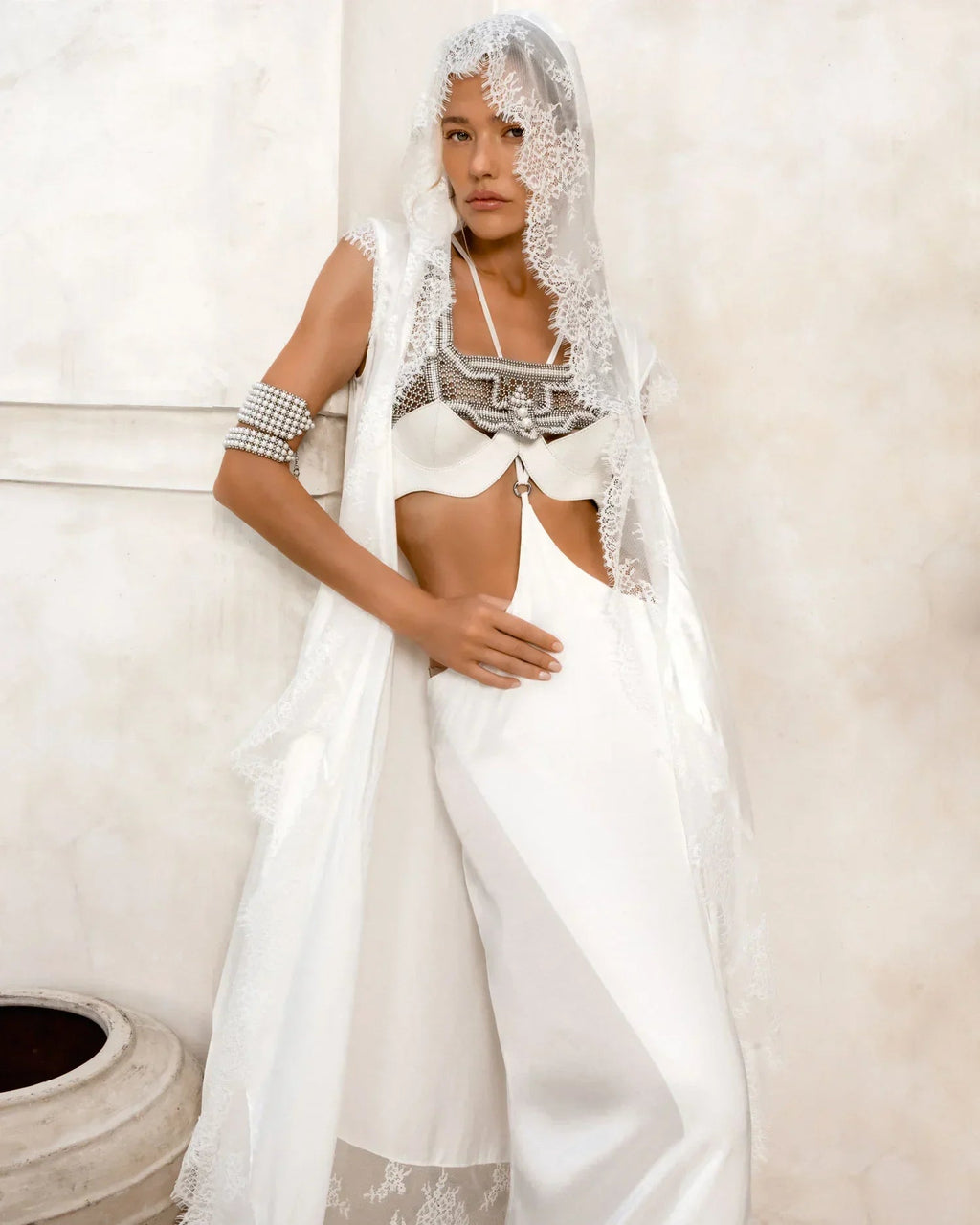 Khutulun Beaded Modular Top with Leather Balconette Bra –  4 Color Variants