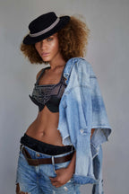 Khutulun Beaded Modular Top with Leather Balconette Bra –  4 Color Variants