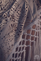 (4 in 1) Cream Laser Cut Mandala Fringe Shawl/Top/Skirt