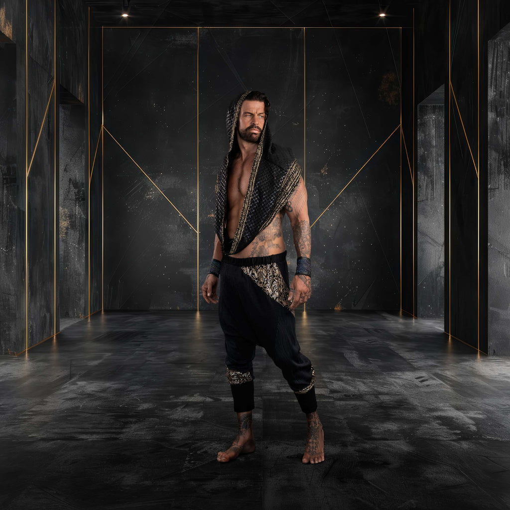 Mystic Fusion Sequin Harem Pants (Black/Gold)
