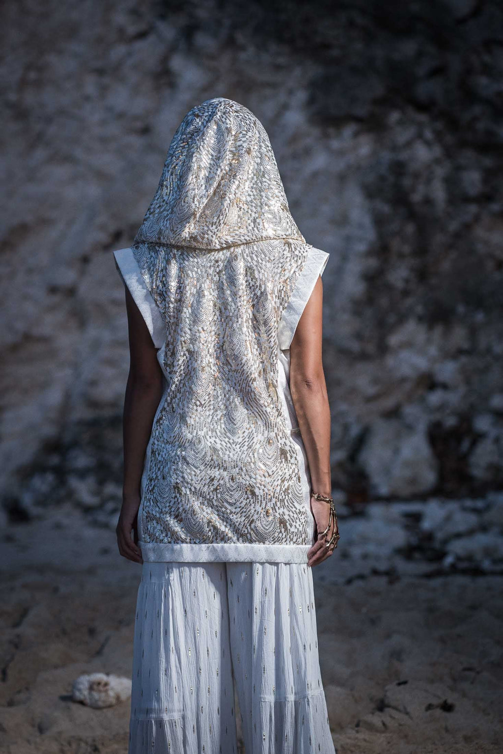 Mystic Fusion Sequin Vest (White/Gold)