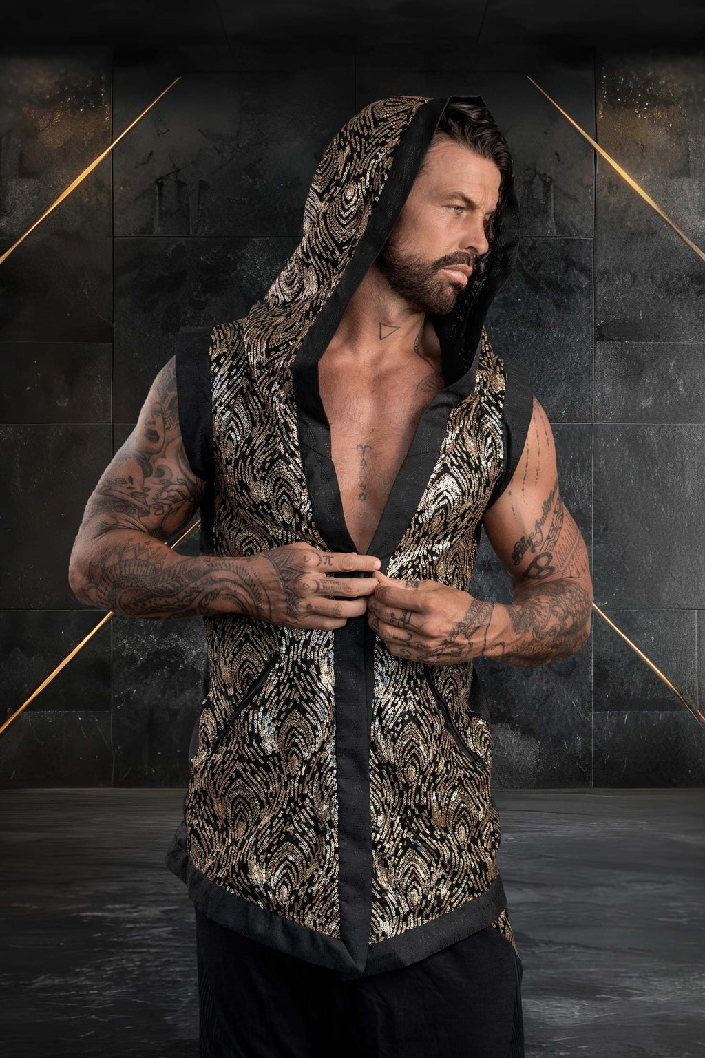 Mystic Fusion Sequin Vest (Black/Gold)