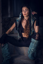 Tribal Warrior Sequin Vest (Turquoise)