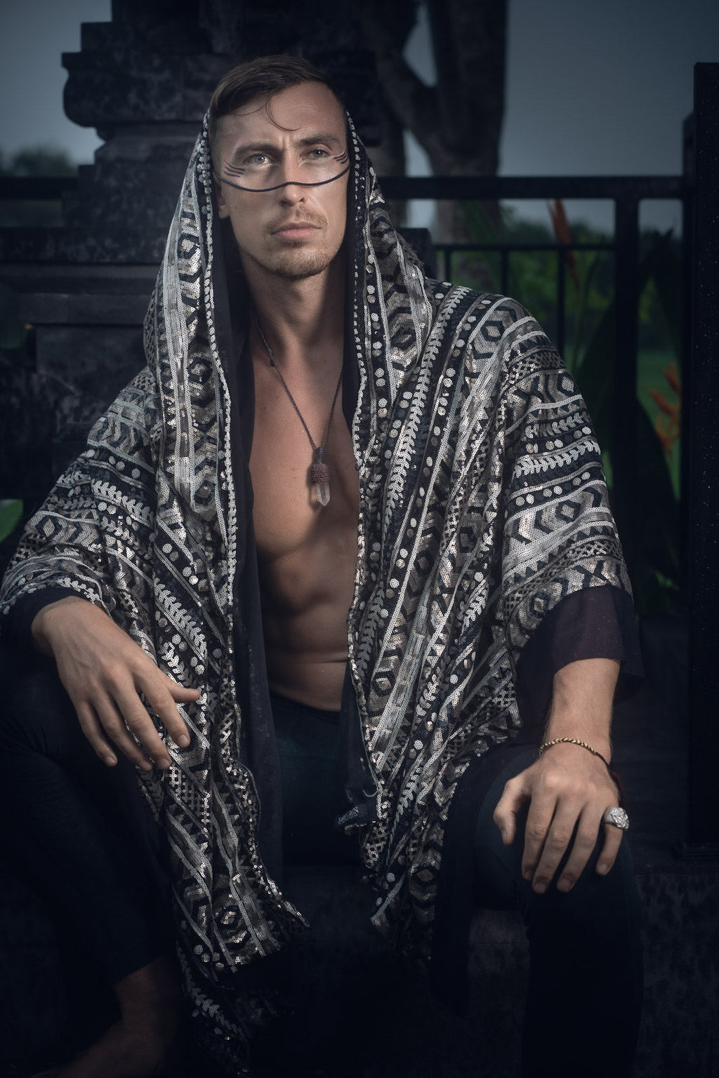 LED Tribal Shaman Cape (Black/Champagne)