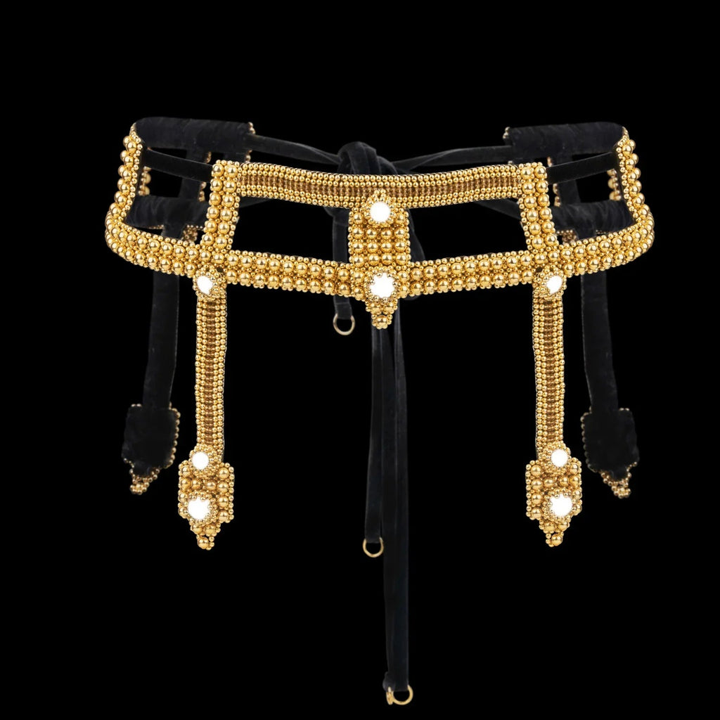 Teuta Modular Belt with Tassels & Bow Medallions – Gold | Object & Dawn Best Seller