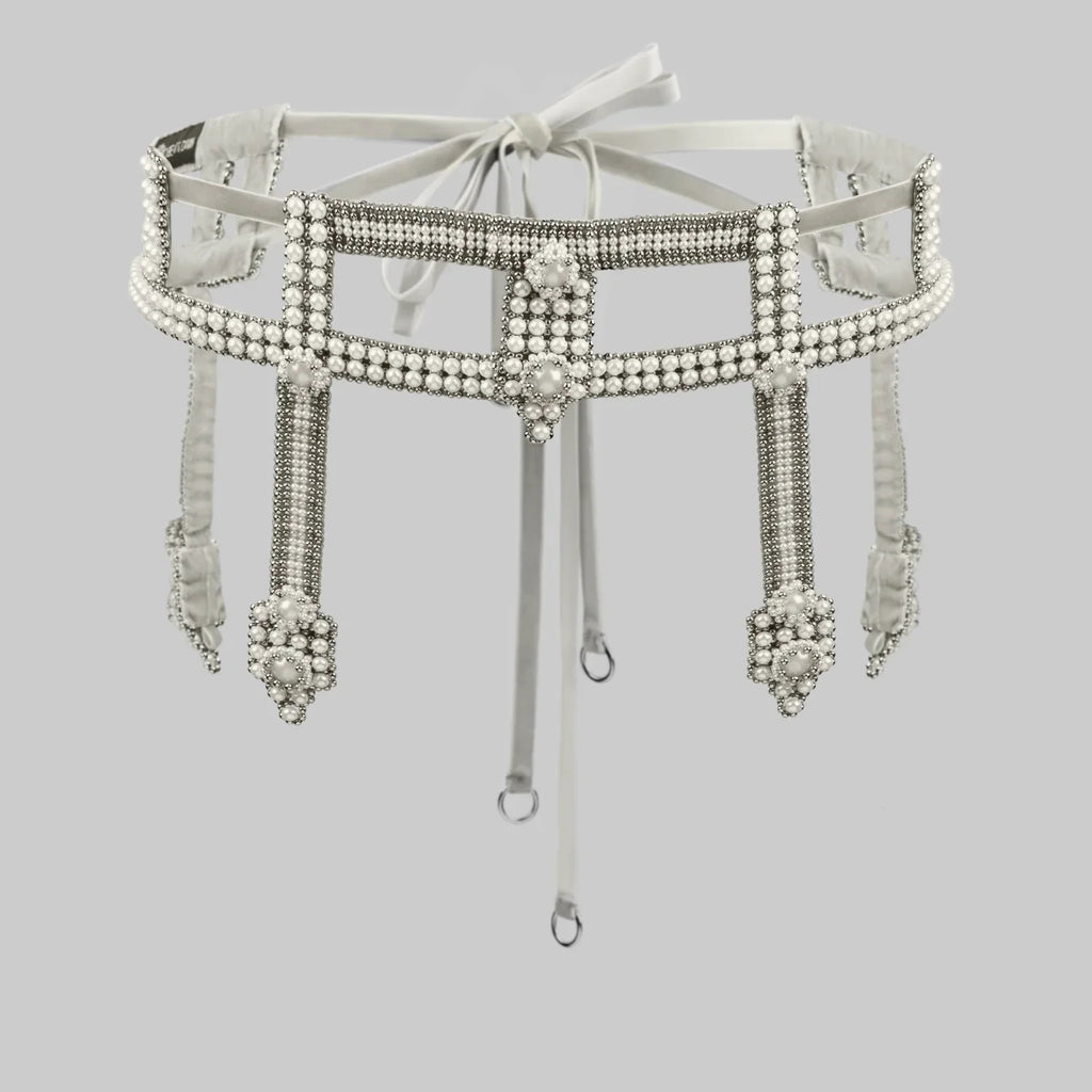 Teuta Beaded Luxury Statement Sash with Removable Bows - 4 Colors | Best Seller