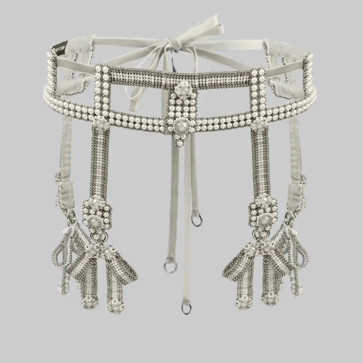 Teuta Beaded Luxury Statement Sash with Removable Bows - 4 Colors | Best Seller