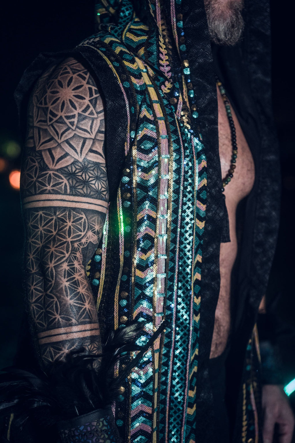 Tribal Sequin Vest (Turquoise)