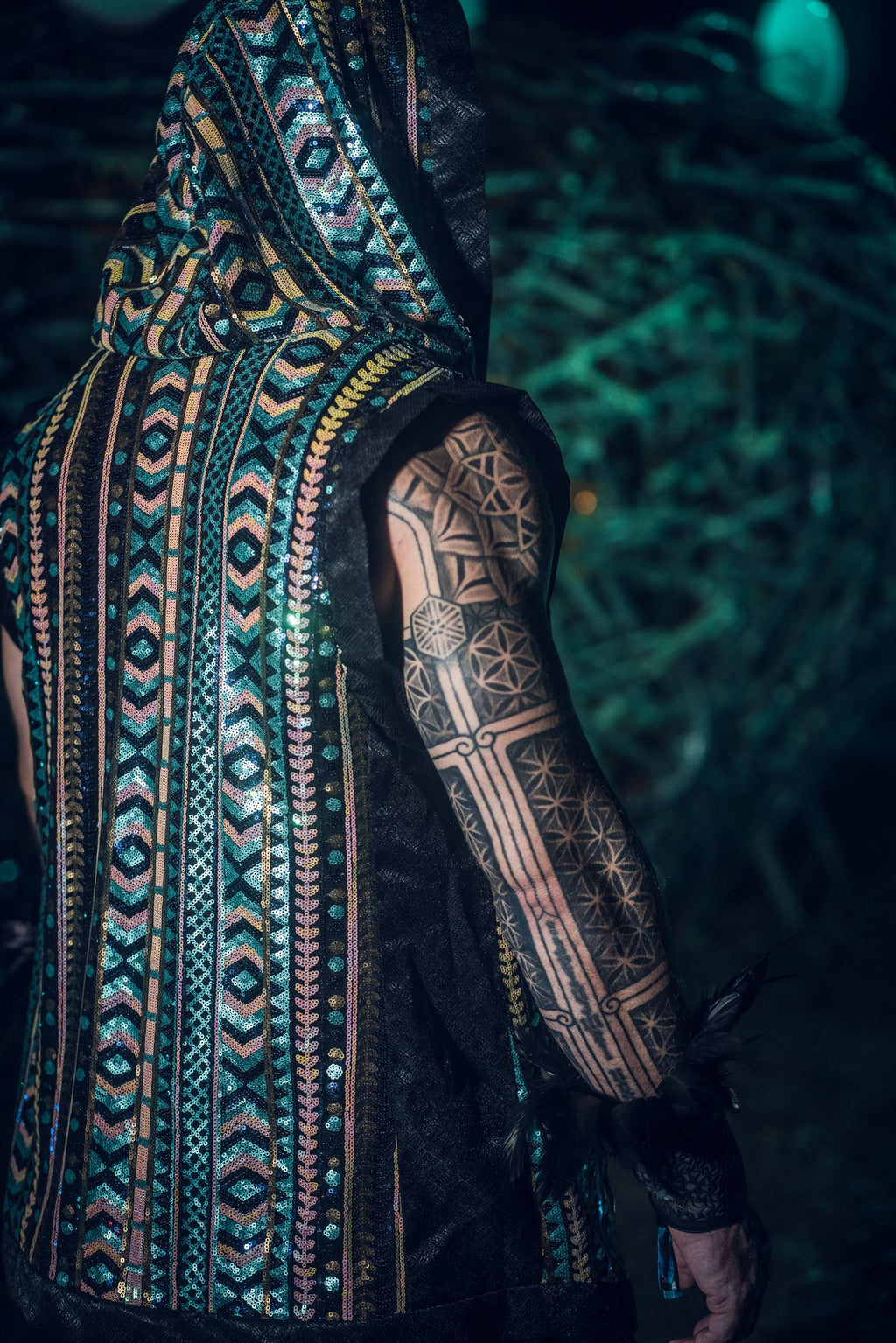 Tribal Sequin Vest (Turquoise)