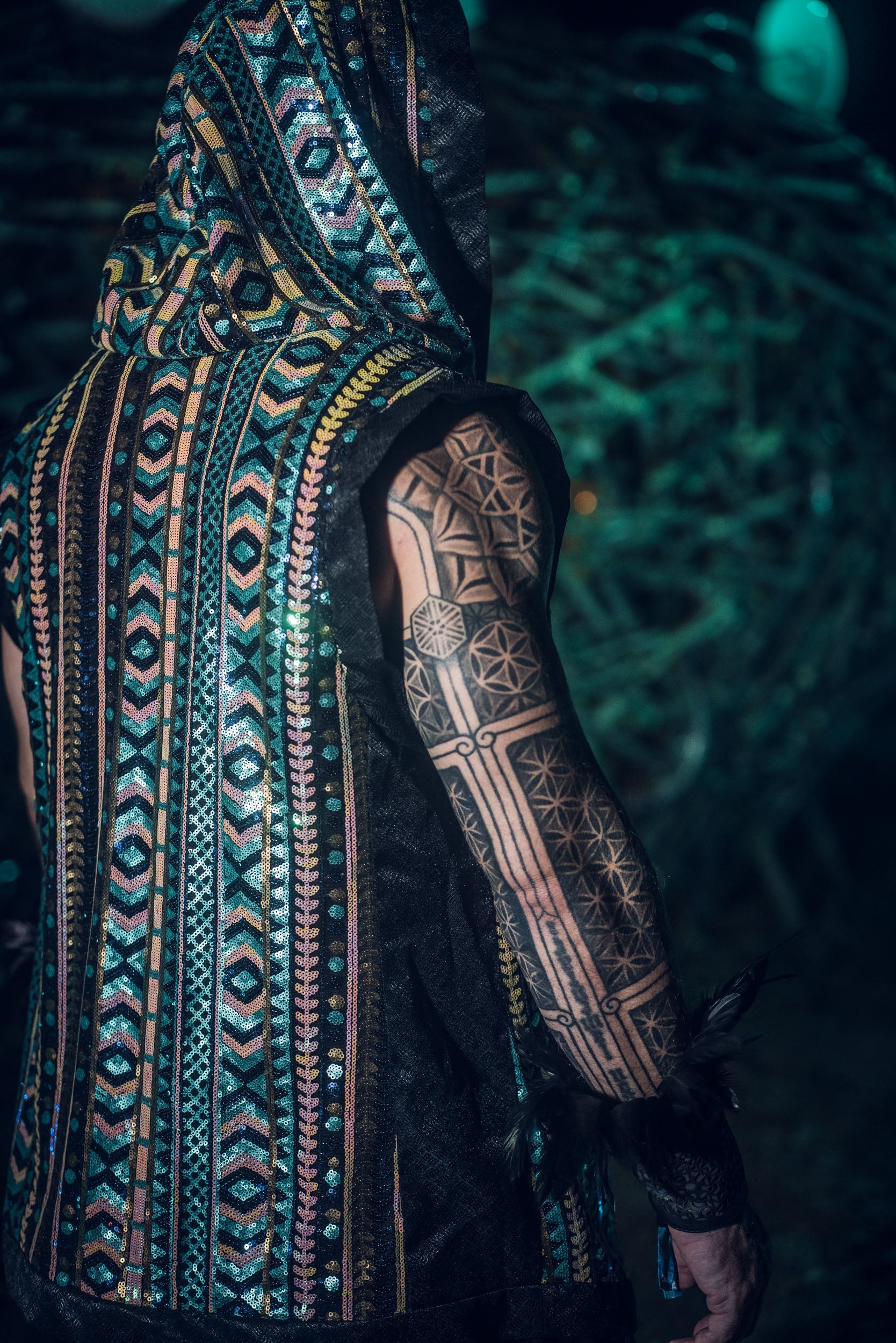 Tribal Sequin Vest (Turquoise)