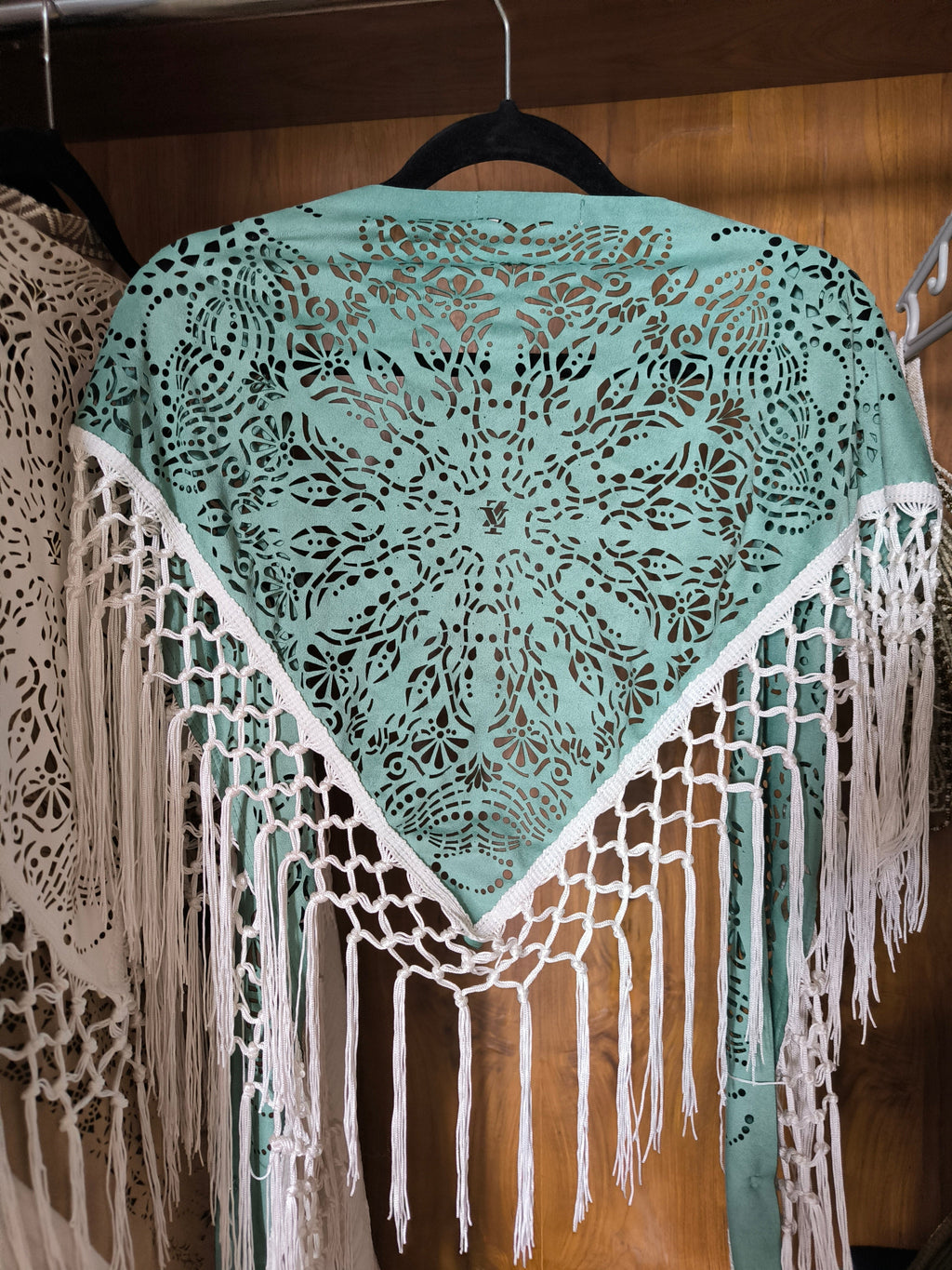 (4 in 1) Turquoise Mandala Fringe Shawl/Top/Skirt