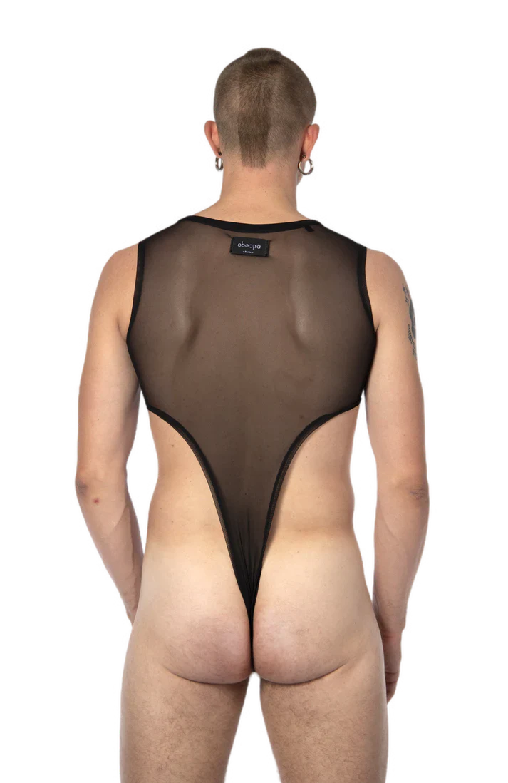 Obectra - Mesh high cut bodysuit "Lucc" - Black