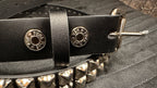 Funk Plus - Leren rave belt - 2 rijen  pyramid studs - Zwart