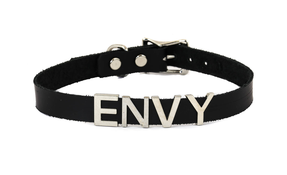 Funk Plus - Leren naam choker - Zwart