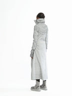 Long Women’s Futuristic Jacket With Piping Embroidery On Top