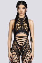 zwart gouden tribal jumpsuit