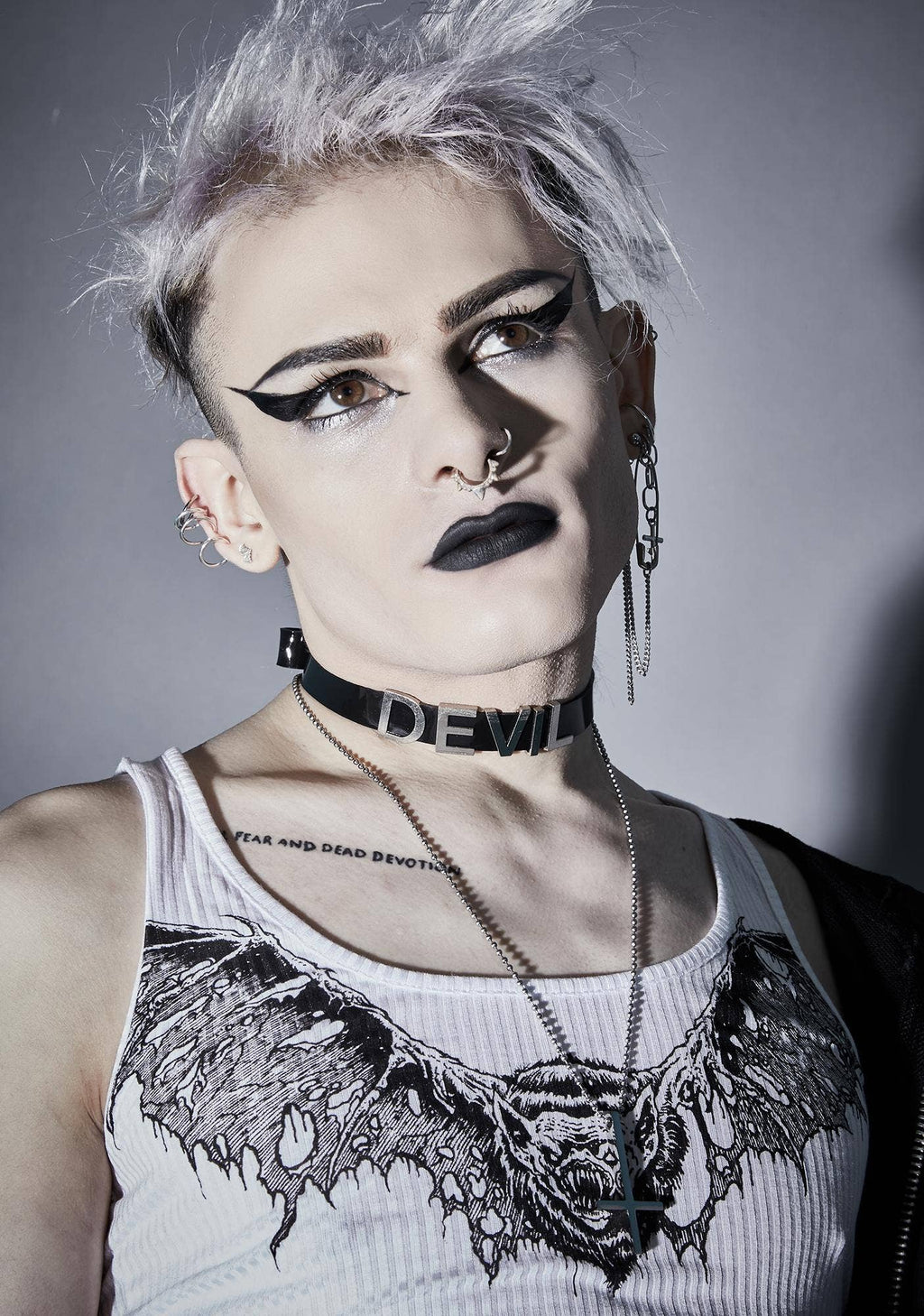 Funk Plus - Leren naam choker - Zwart