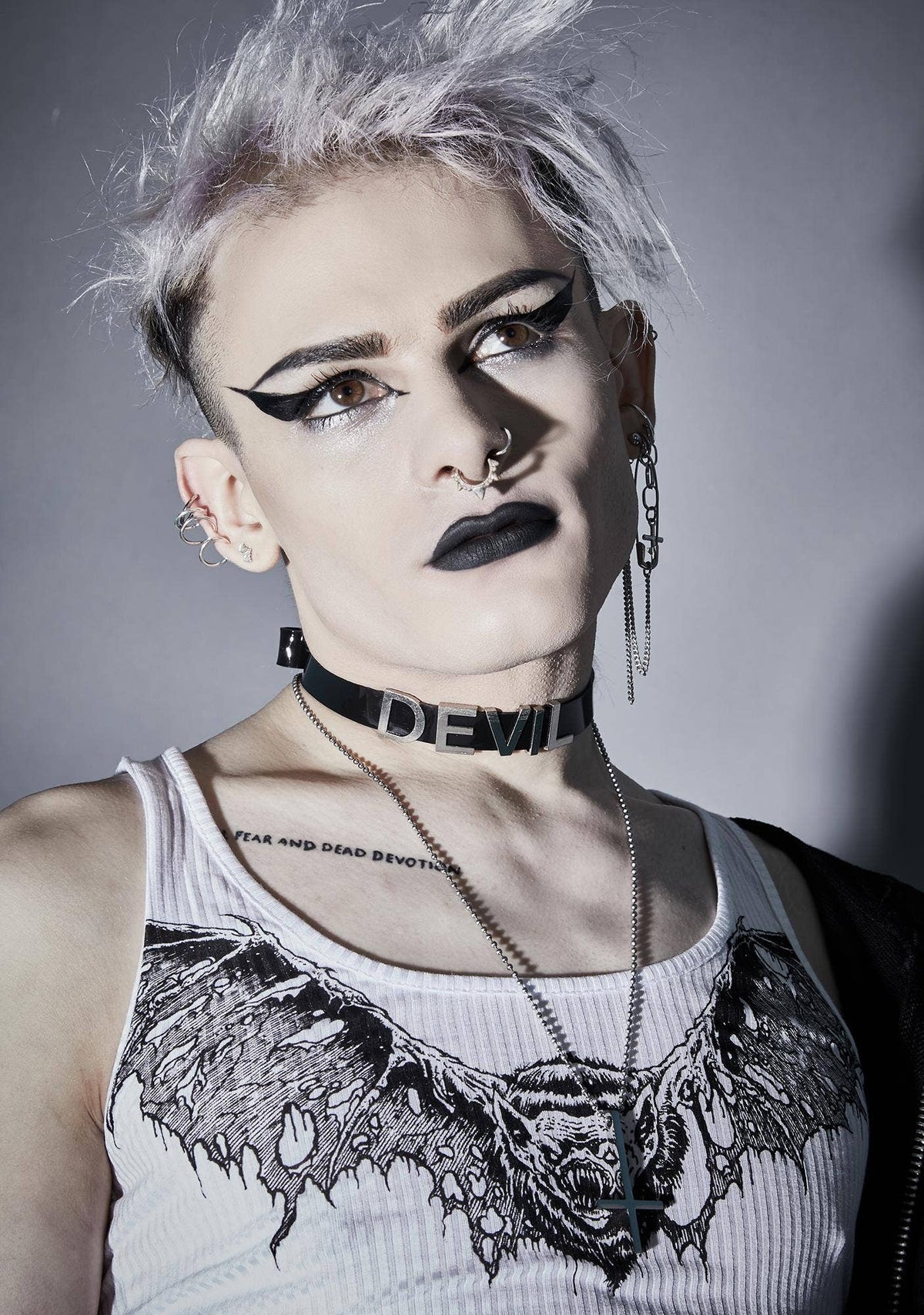 Funk Plus - Leren naam choker - Zwart
