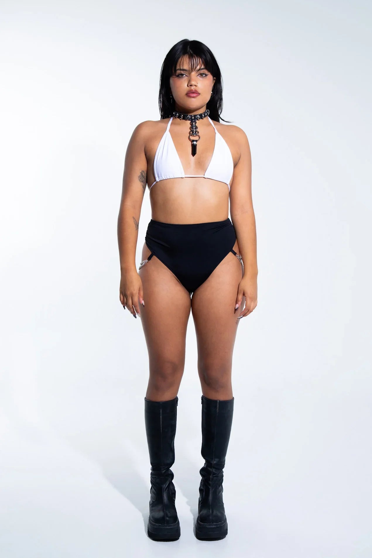 Rave with mi Gente - Chained high-waisted bottom - Black