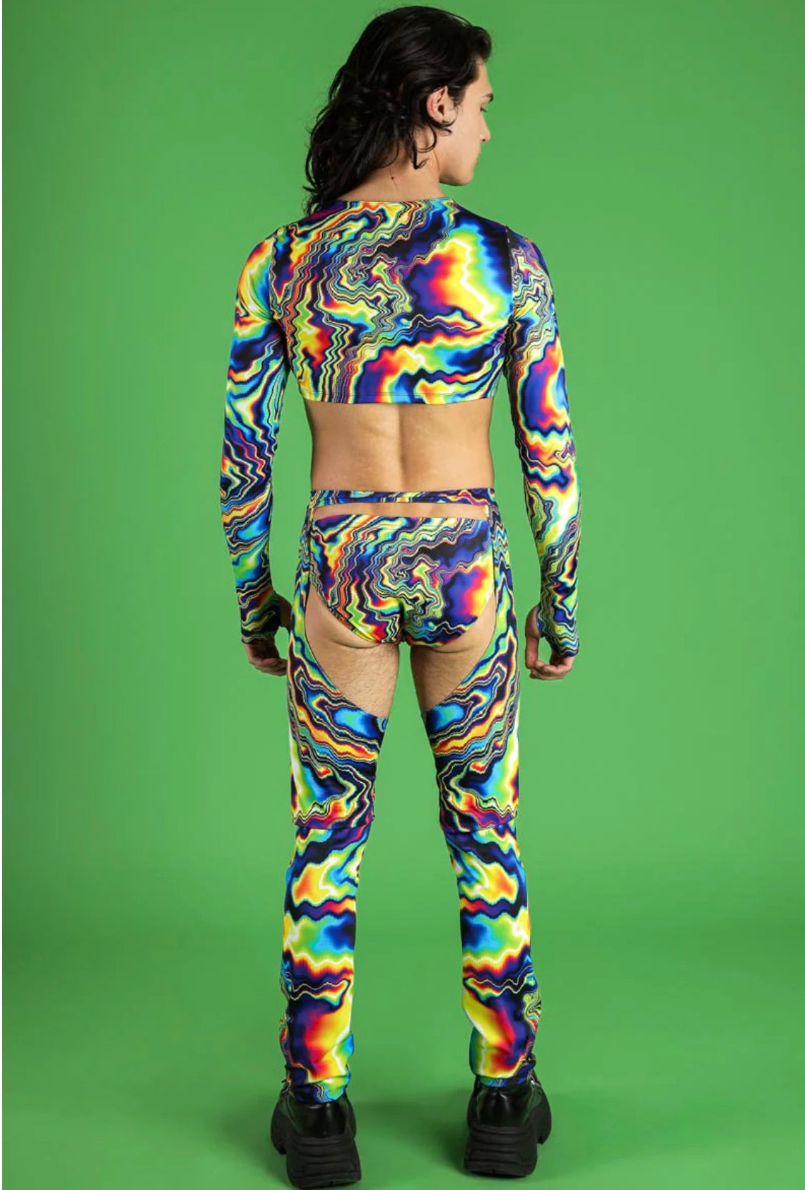 Devil Walking - Color Warp crop top - Rainbow
