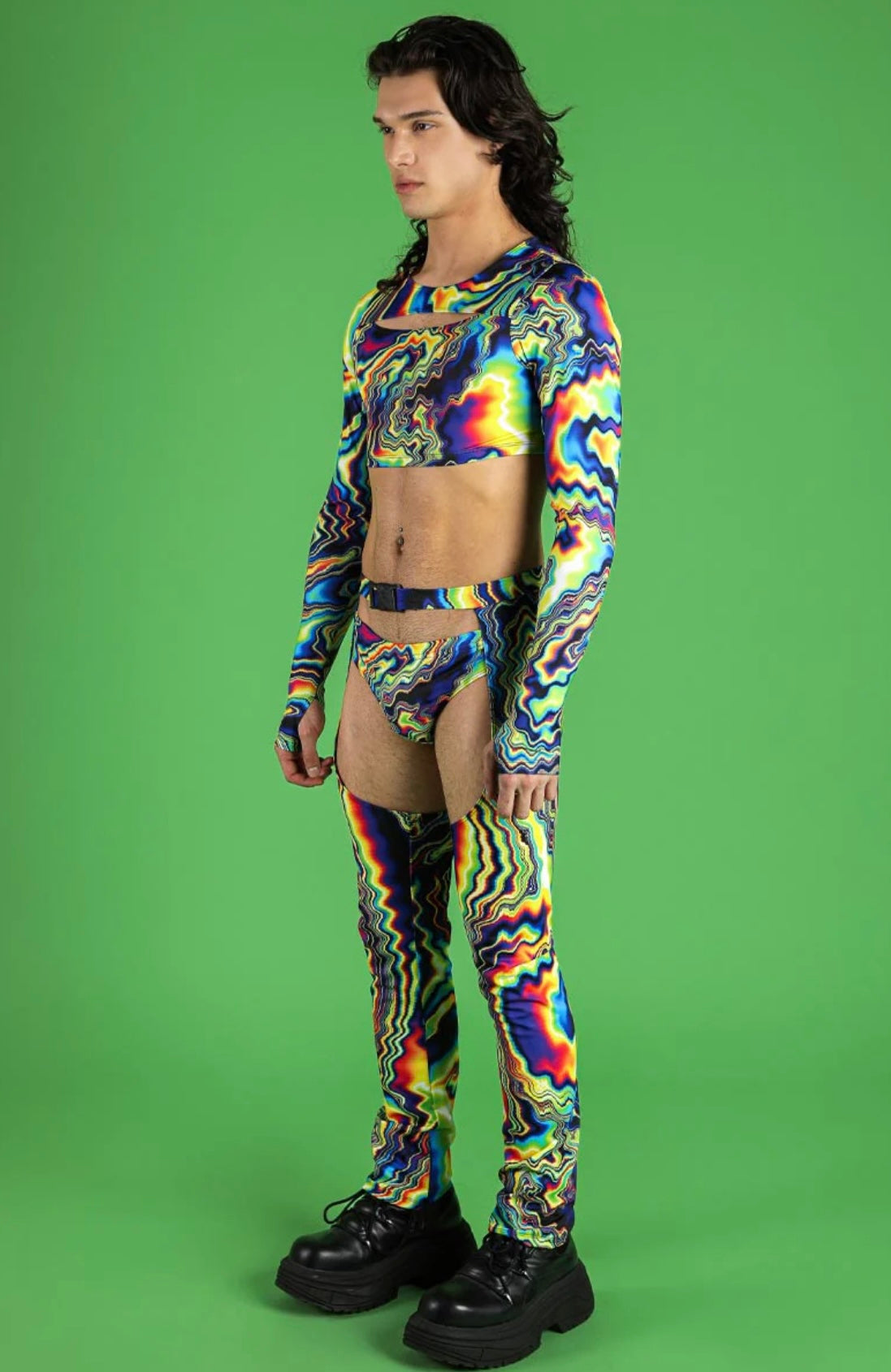 Devil Walking - Color Warp crop top - Rainbow