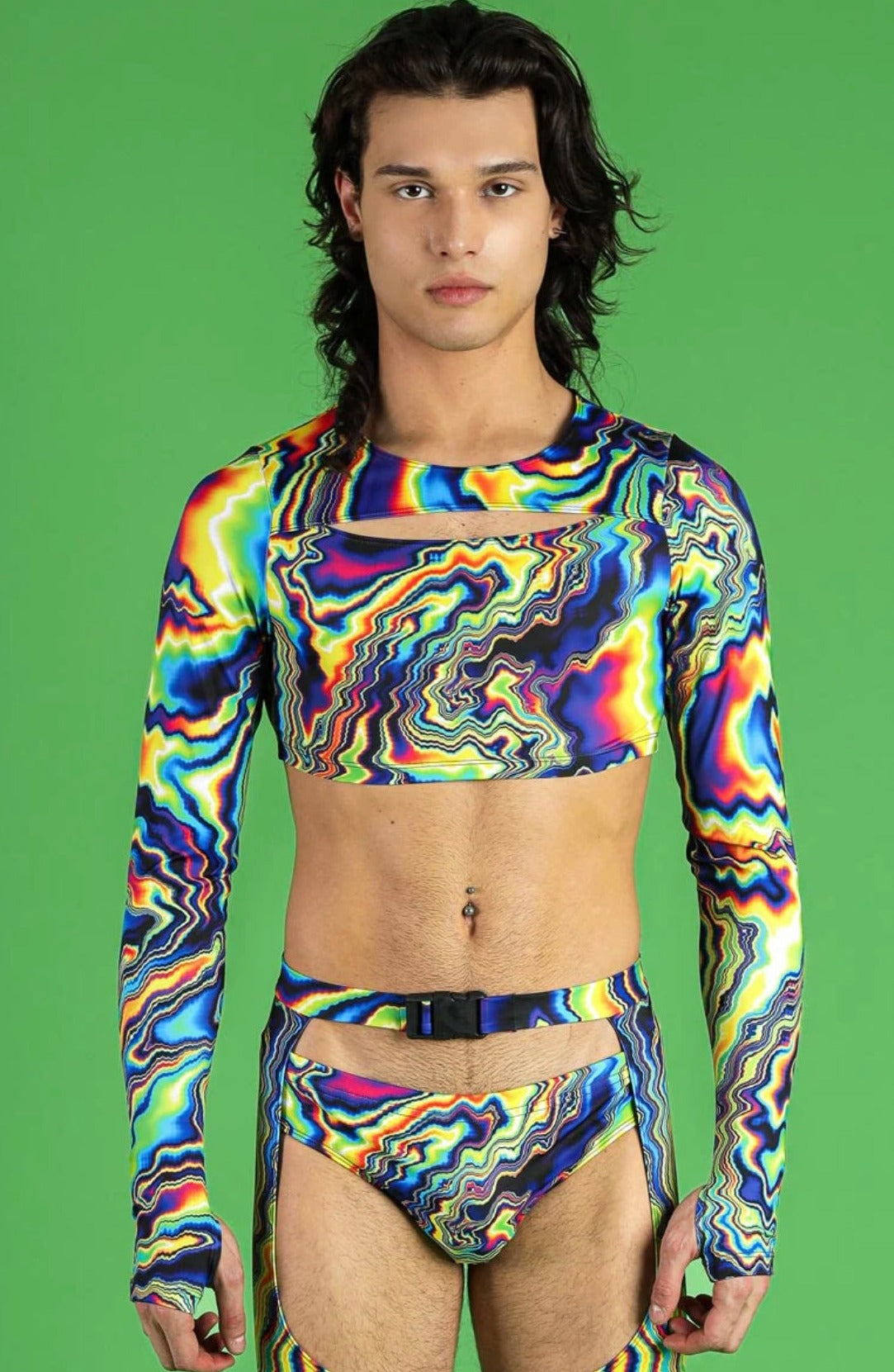 Devil Walking - Color Warp crop top - Rainbow