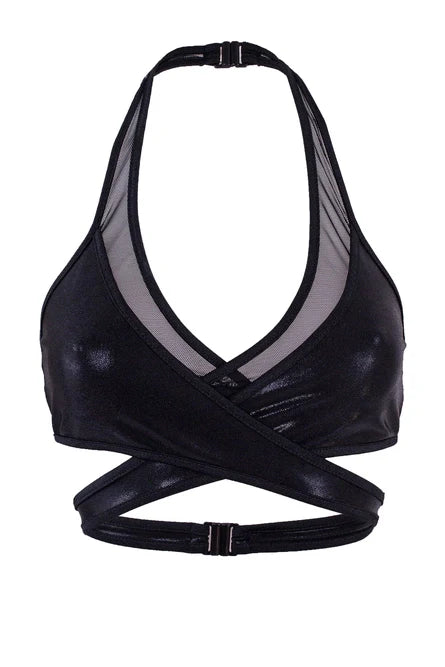 Exes Lingerie - X cross top - Holographic Black