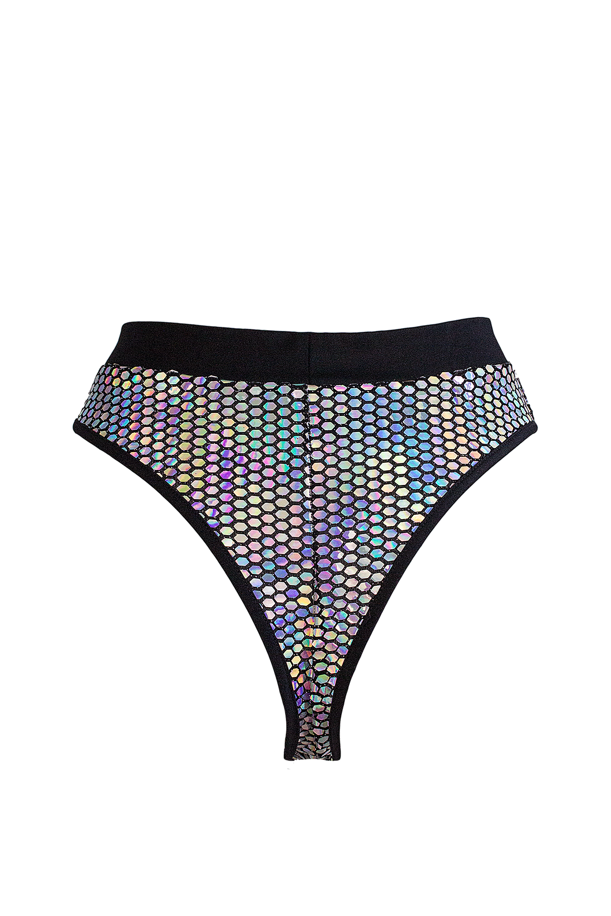 Exes Lingerie - Bond high cut bottom - Holographic silver