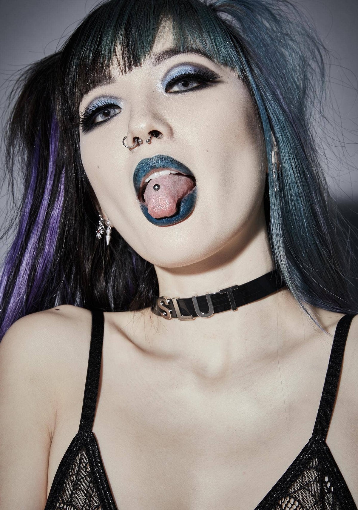 Funk Plus - Leren naam choker - Zwart