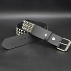 Funk Plus - Leren rave belt - 3 rijen pyramid studs - Zwart