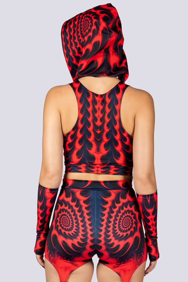 Devil Walking - Fractalia Hooded Top - Red