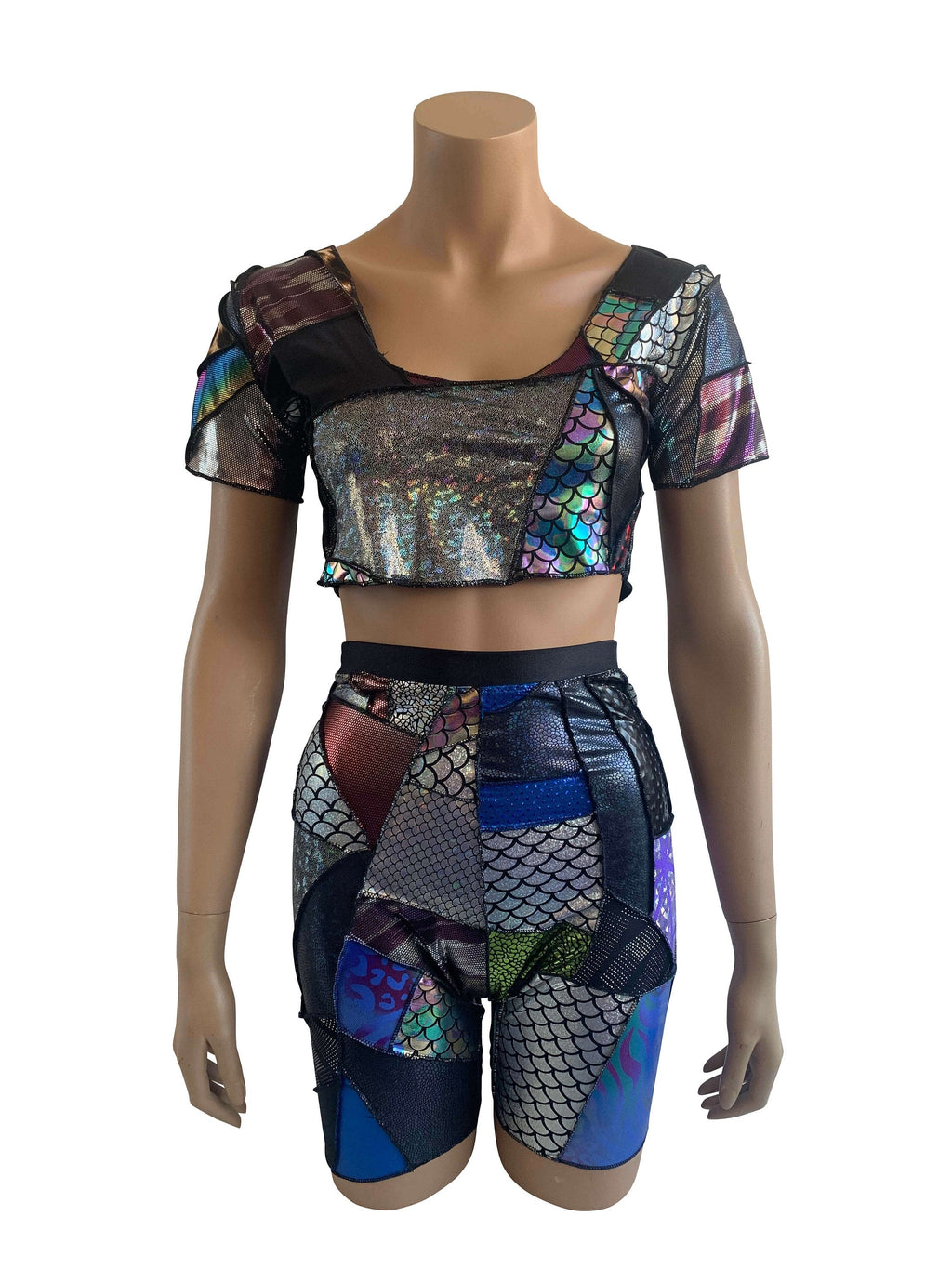 ZERO WASTE Patchwork Crop Top Short Sleeved