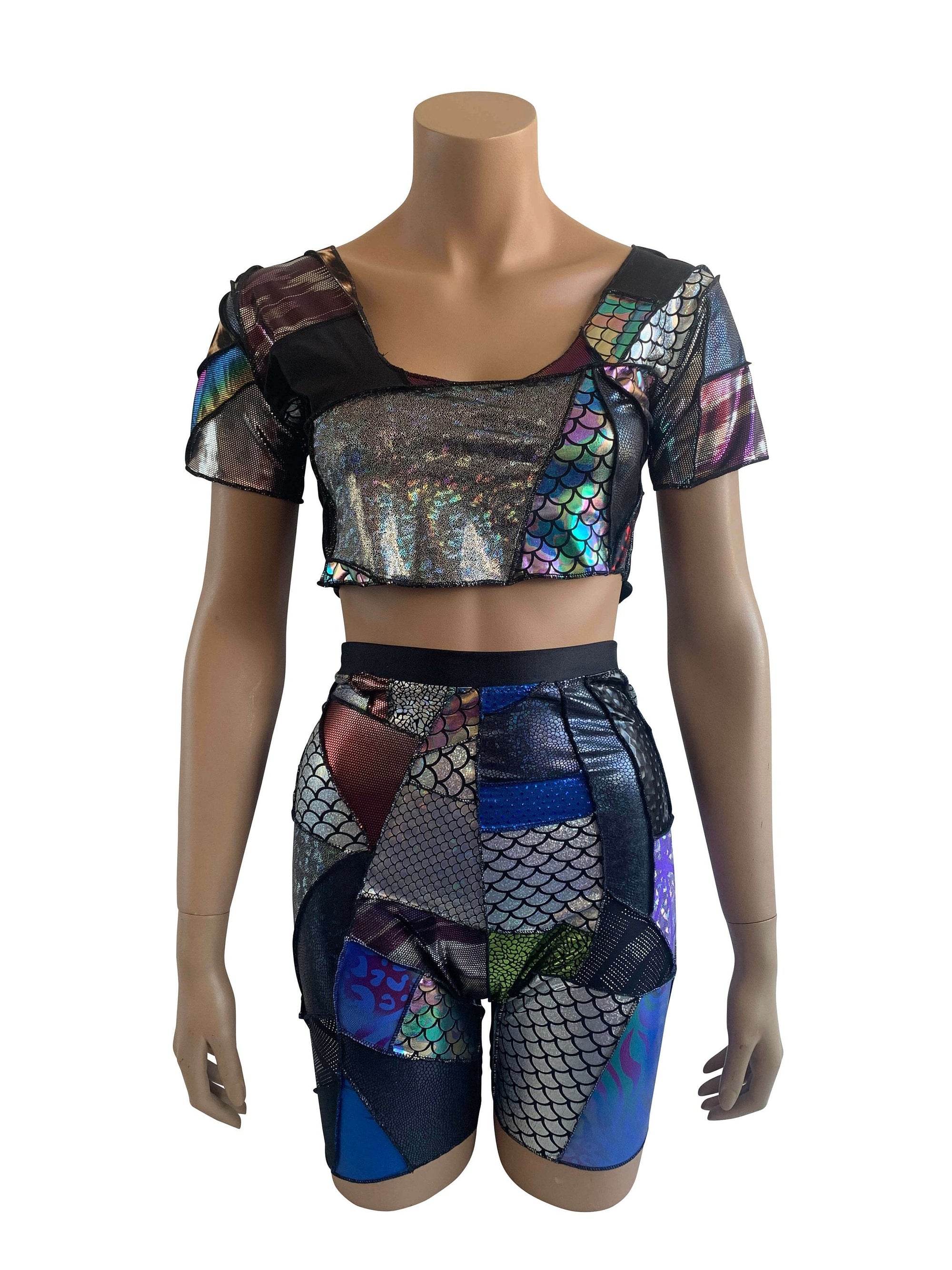 ZERO WASTE Patchwork Crop Top Short Sleeved