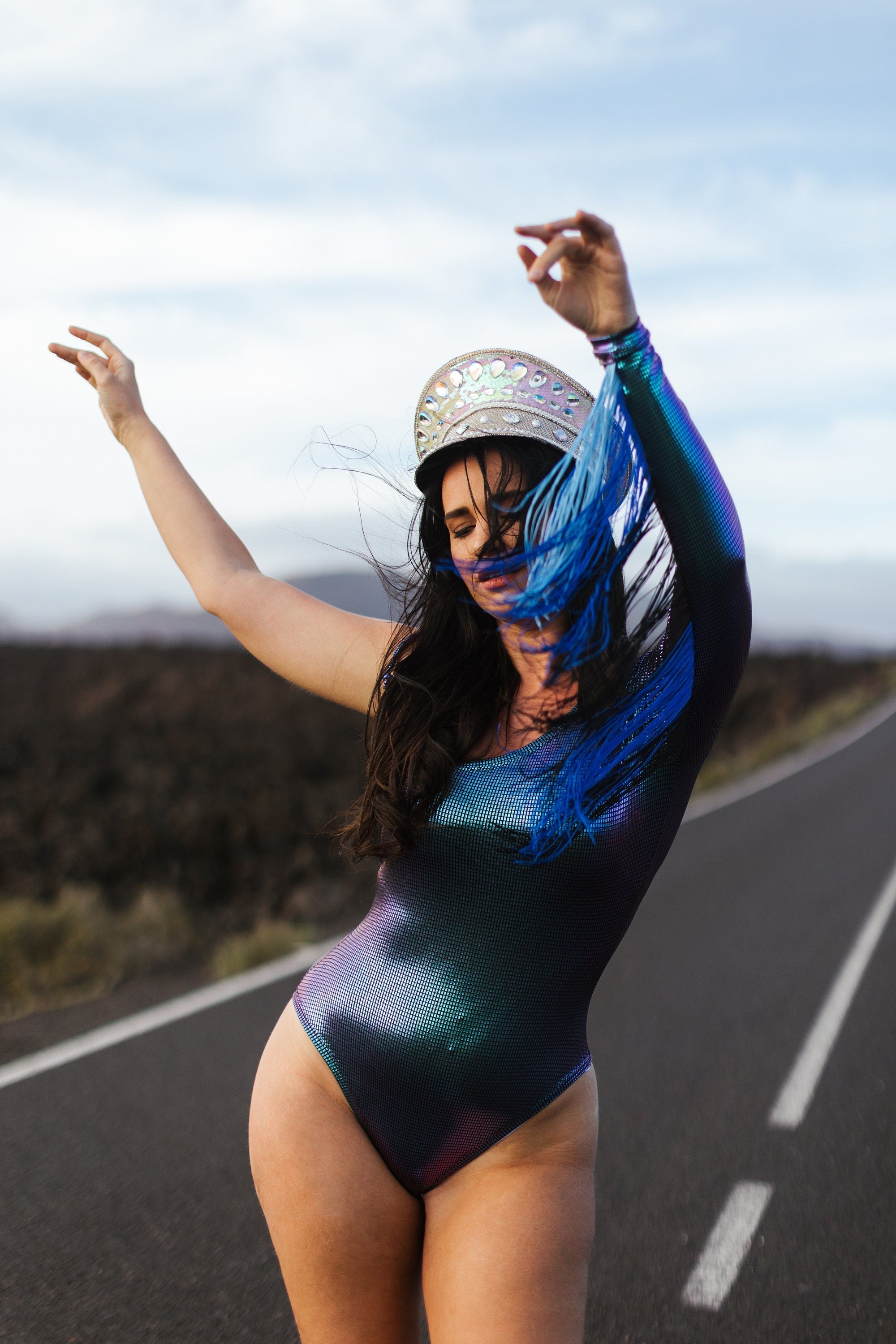 Asymmetrical Bodysuit Fringes "COACHELLA" Lettau Art Fashion