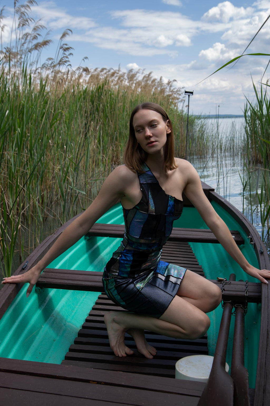 ZERO WASTE Patchwork Asymmetrical Dress