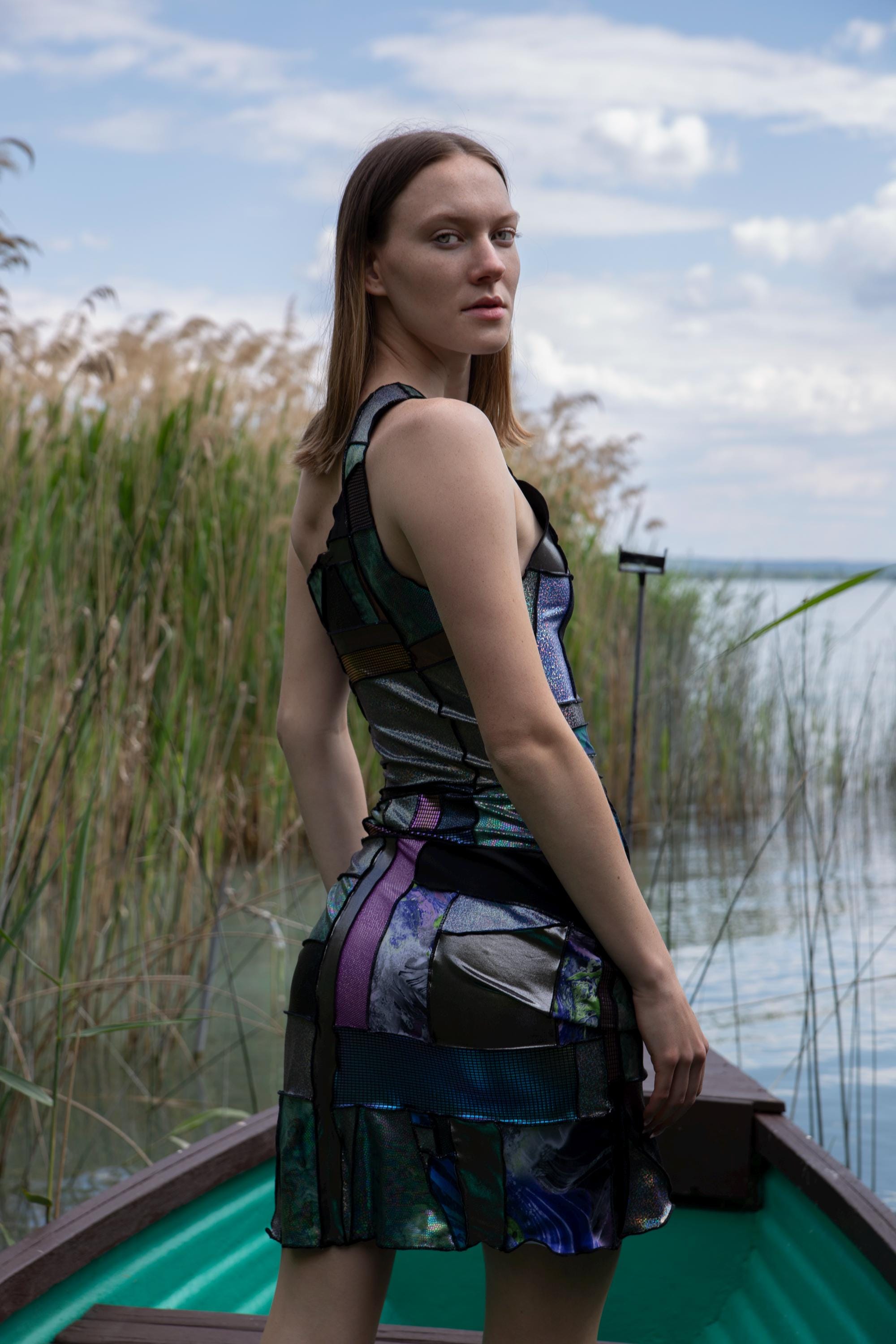 ZERO WASTE Patchwork Asymmetrical Dress