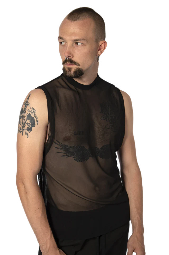 Obectra - "Lian" Transparent Tank Top - Black