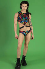Devil Walking - Neon hearts crop top - Rainbow