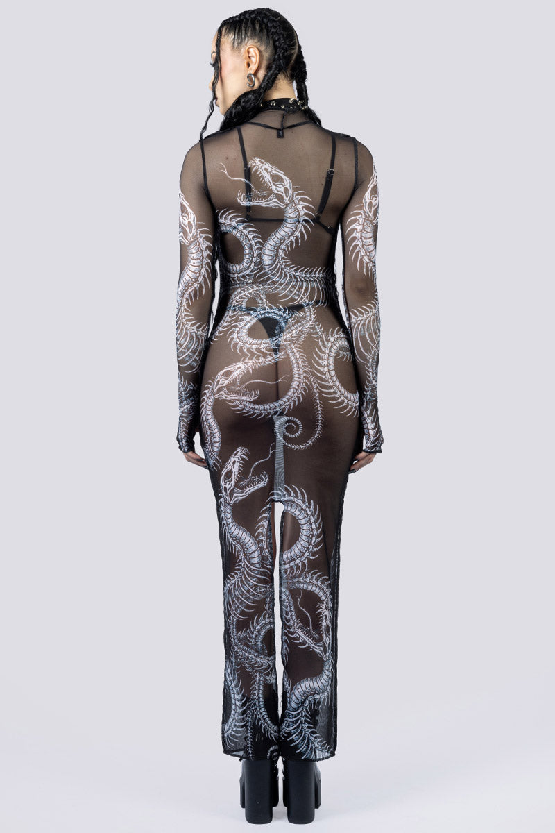 Devil Walking - Phantom sheer serpent dress - Black