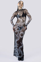 Devil Walking - Phantom sheer serpent dress - Black