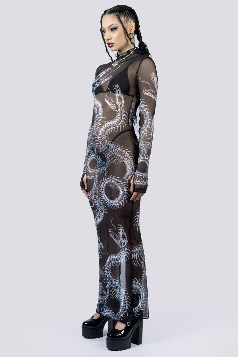 Devil Walking - Phantom sheer serpent dress - Black