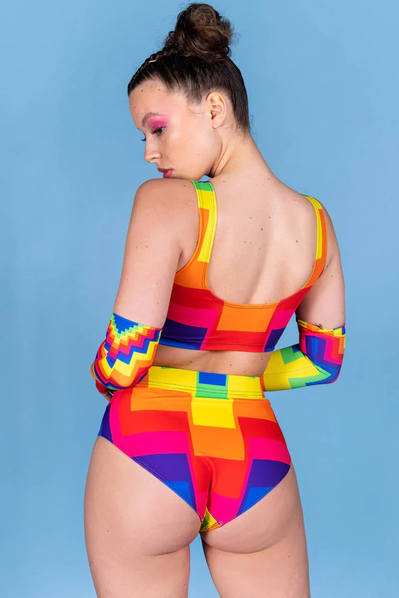 Devil Walking - Pixel booty shorts - Rainbow