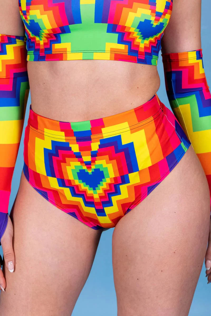 Devil Walking - Pixel booty shorts - Rainbow