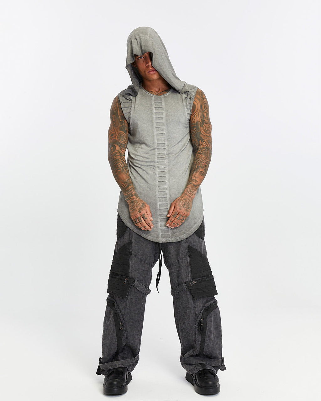 Mens Hooded-Futuristic Tank Top