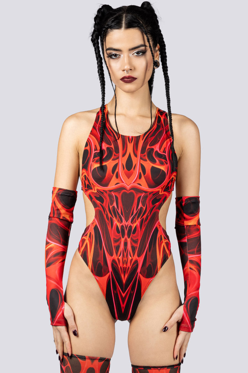 Devil Walking - Red dimension high cut bodysuit - Red